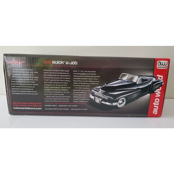 Auto World 1:18 scale 1938 Buick Y-Job Black Convertible NIB - Picture 6 of 6
